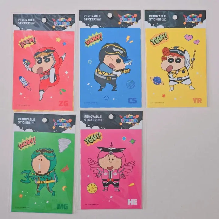[BUNJANG] Crayon Shin-chan x Power Rangers Collaboration Removable Sticker Set (5 Types, Sealed) / [미개봉품] 파워레인저X짱구 콜라보 리무버블 스티커 5종