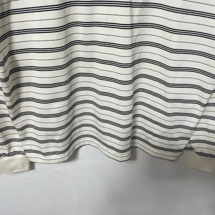 [BUNJANG] minav Striped Spandex Loose Fit Long Sleeve Collared Shirt / 105 minav 스트라이프 스판 루즈핏 긴팔 카라티 정품