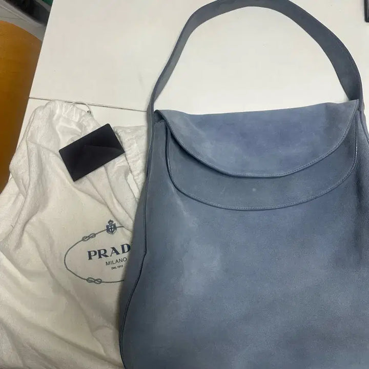 [BUNJANG] Prada Suede Doubled Flap-Top Medium Hobo Bag / 프라다 스웨이드 플랩백