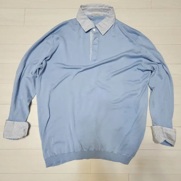 [BUNJANG] Ermenegildo Zegna Blue Knit Polo Shirt / 에르메네질도 제냐 블루 니트 폴로