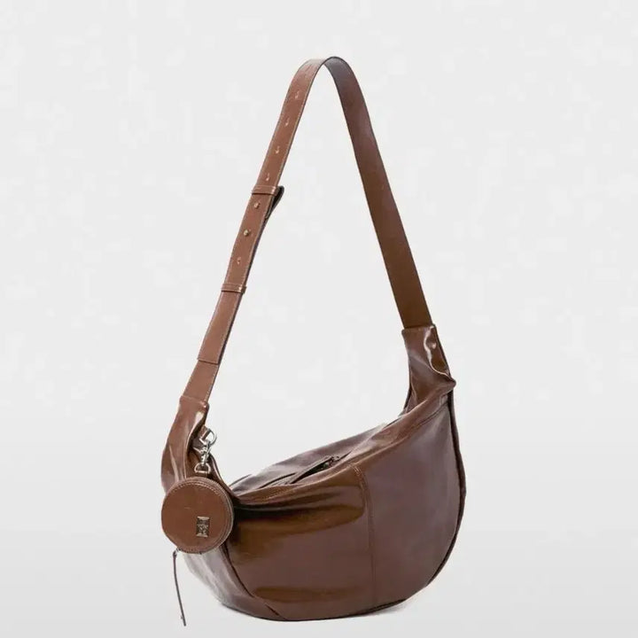[BUNJANG] MIM THE WARDROBE Monta Crack Leather Messenger Bag Brown / 밈더워드로브 몬타 크랙 레더 메신저백 브라운