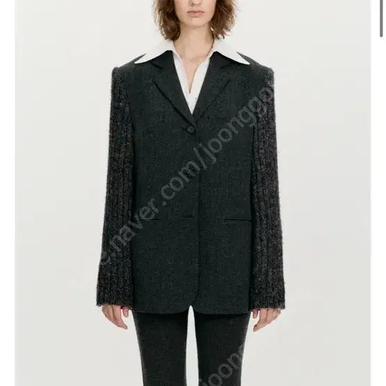 [BUNJANG] TheOpen Product Knitted Sleeve Single Breasted Jacket / 더오픈프로덕트 니티드 슬리브 싱글 브레스트 자켓