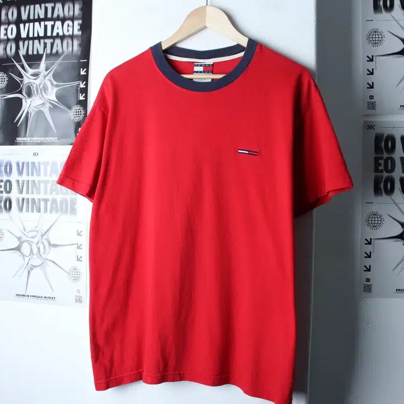 [BUNJANG] Tommy Hilfiger Small Logo T-shirt / (M-XL) 타미힐피거 반팔 티셔츠 스몰로고 레드 USA-18646