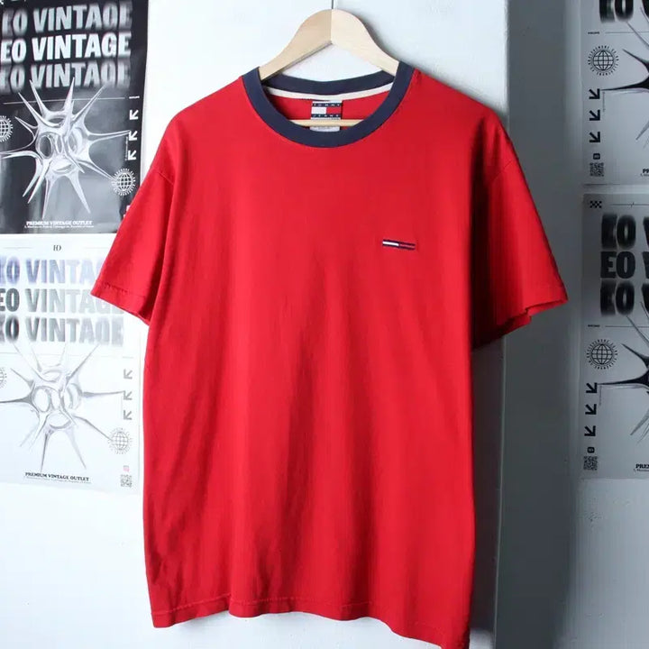 [BUNJANG] Tommy Hilfiger Small Logo T-shirt / (M-XL) 타미힐피거 반팔 티셔츠 스몰로고 레드 USA-18646