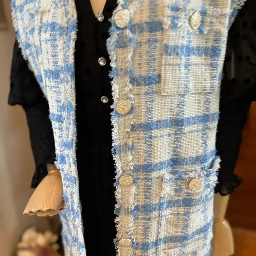 [BUNJANG] FEFFER Tweed Check Vest / 트위드 체크 조끼. FEFFER