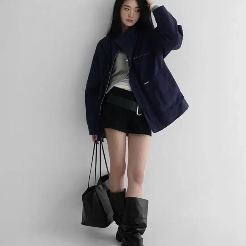 [BUNJANG] Oversized Cotton Field Jacket (Navy) / 오버핏 코튼 야상자켓 (네이비)