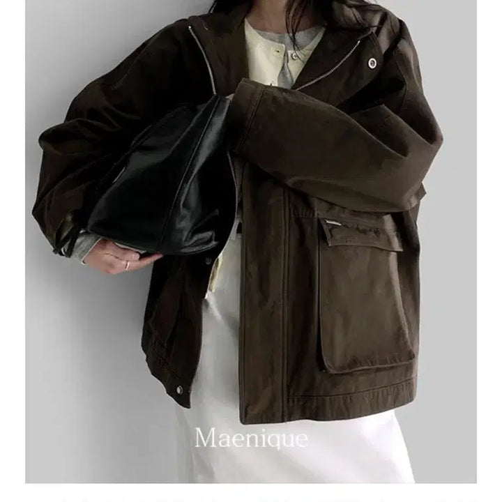[BUNJANG] Oversized Cotton Field Jacket (Brown) / 오버핏 코튼 야상자켓 (브라운)