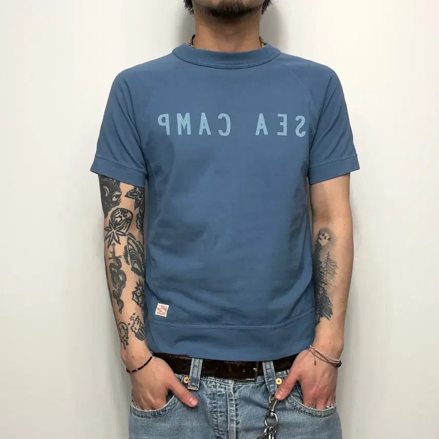 [BUNJANG] Kaiseidou Amekaji Half Sweat T-Shirt / Kaiseidou 쾌청당 아메카지 하프스웻 반팔티셔츠