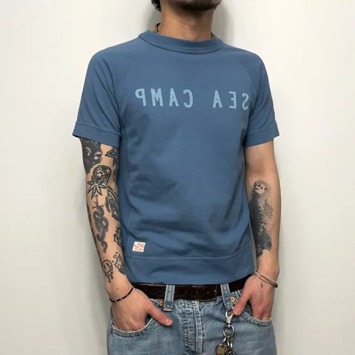 [BUNJANG] Kaiseidou Amekaji Half Sweat T-Shirt / Kaiseidou 쾌청당 아메카지 하프스웻 반팔티셔츠