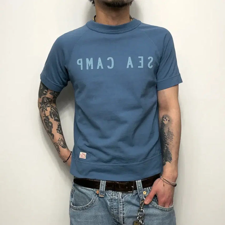 [BUNJANG] Kaiseidou Amekaji Half Sweat T-Shirt / Kaiseidou 쾌청당 아메카지 하프스웻 반팔티셔츠