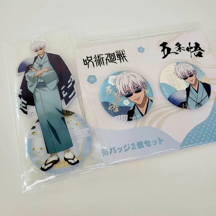 [BUNJANG] Jujutsu Kaisen 10th Anniversary TOHO Gojo Acrylic Stand &amp; Can Badge Set (Sealed) / 주술회전 10주년 TOHO 토호 고죠 아크릴 스탠드 캔뱃지 미개봉 새상품