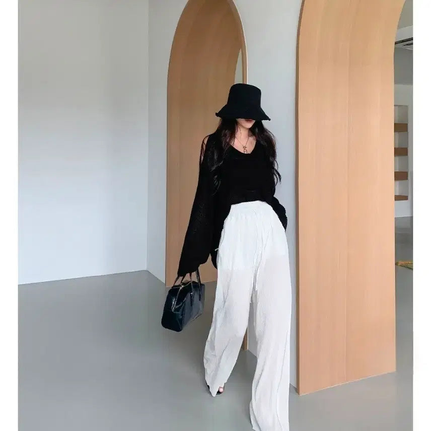 [BUNJANG] Pleated Cut-Adjustable Banding Pants (Ivory) / 