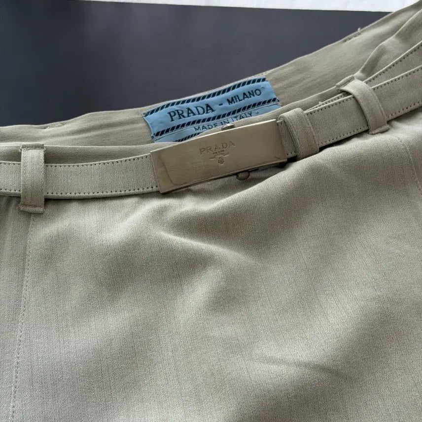 [BUNJANG] Prada 1993 S/S Belted Linen Skirt / 프라다 1993 s/s 벨티드 린넨 스커트