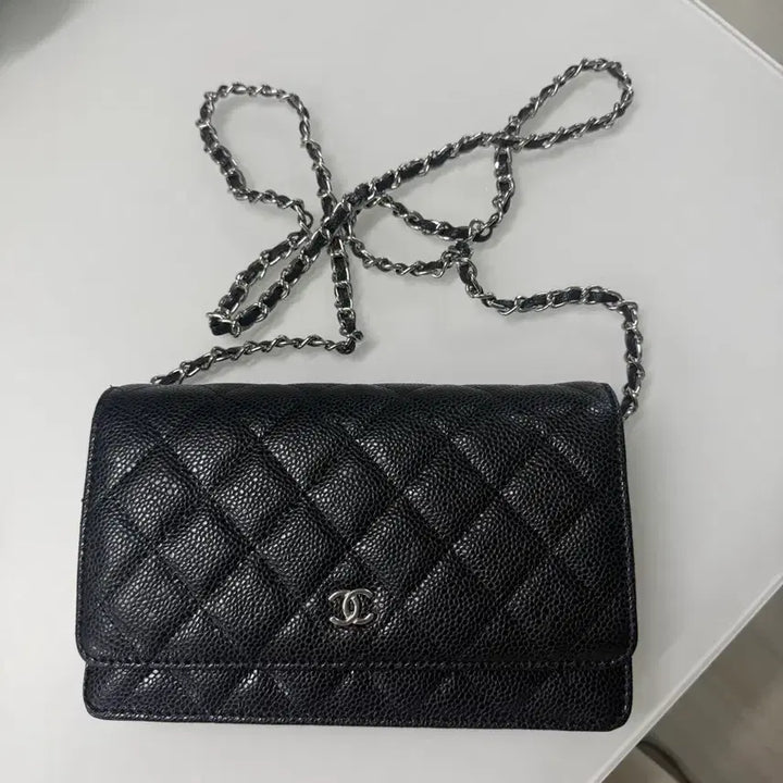 [BUNJANG] Chanel Caviar Black Chain Wallet on Chain (WOC) / 샤넬 캐비어 블랙 체인 지갑 WOC