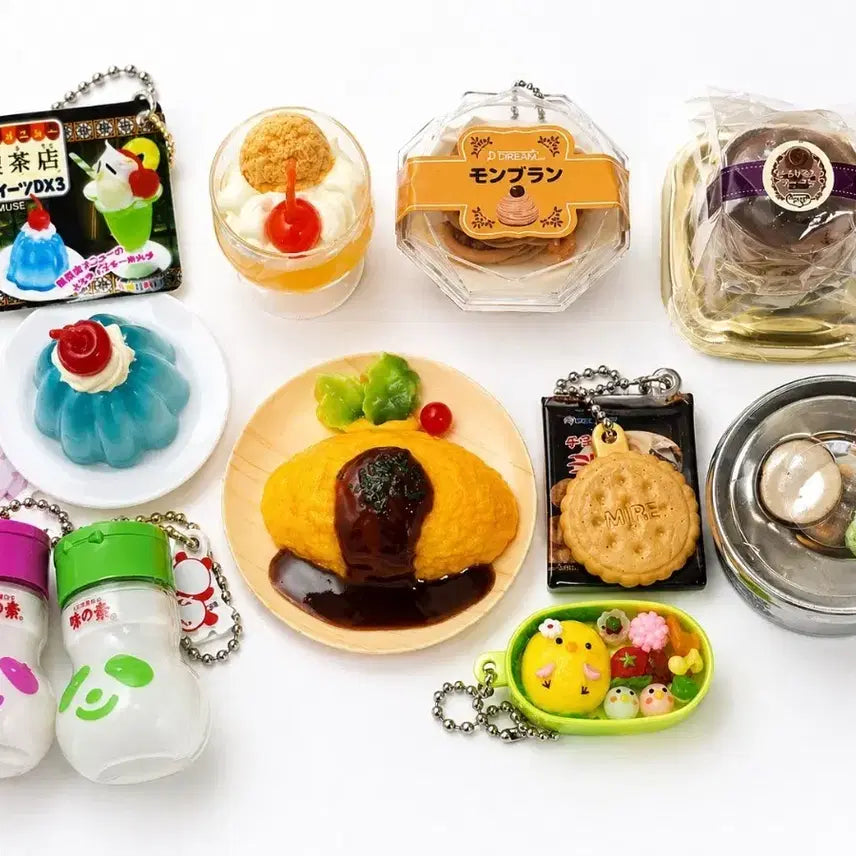 [BUNJANG] Food Gachapon Keychains (Bundle of 10) / 음식가챠 키링 10개일괄   푸딩가챠  오므라이스가챠  파르페가챠