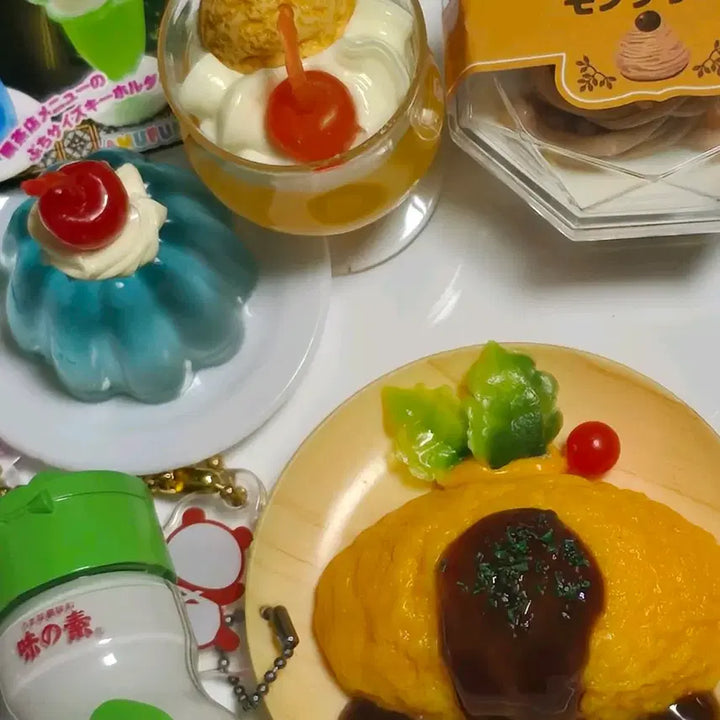 [BUNJANG] Food Gachapon Keychains (Bundle of 10) / 음식가챠 키링 10개일괄   푸딩가챠  오므라이스가챠  파르페가챠