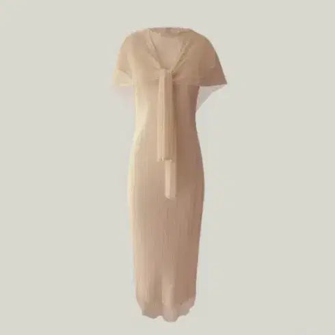 [BUNJANG] Jade Mong Pleated Maxi Dress Salmon Beige / 제이드몽 플리츠원피스 살몬베이지색상