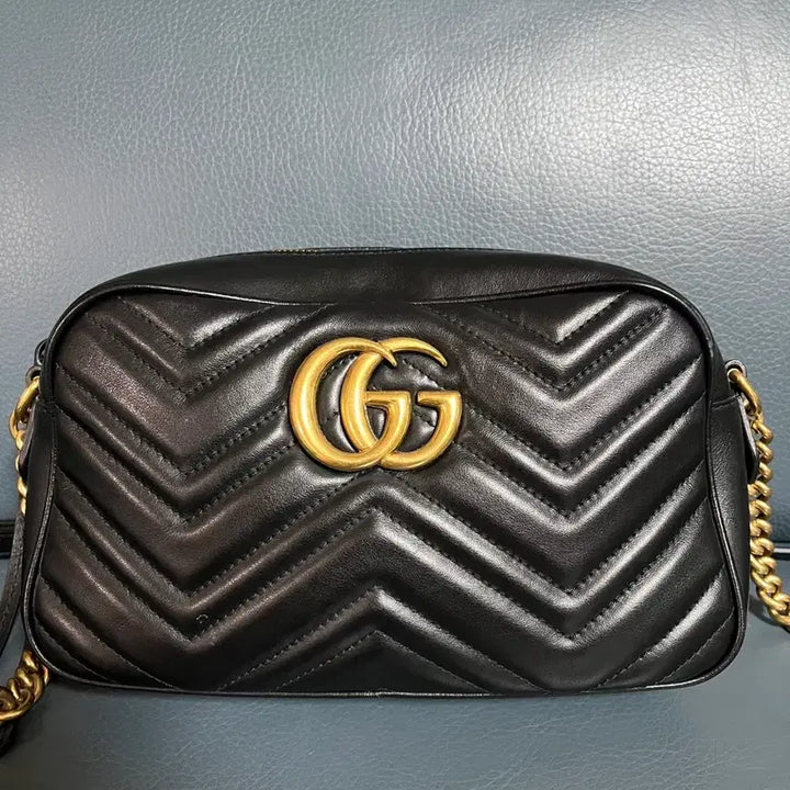[BUNJANG] Gucci GG Matelassé Marmont Small Camera Bag Black / 구찌 GG 마틀라세 마몽 카메라백 블랙
