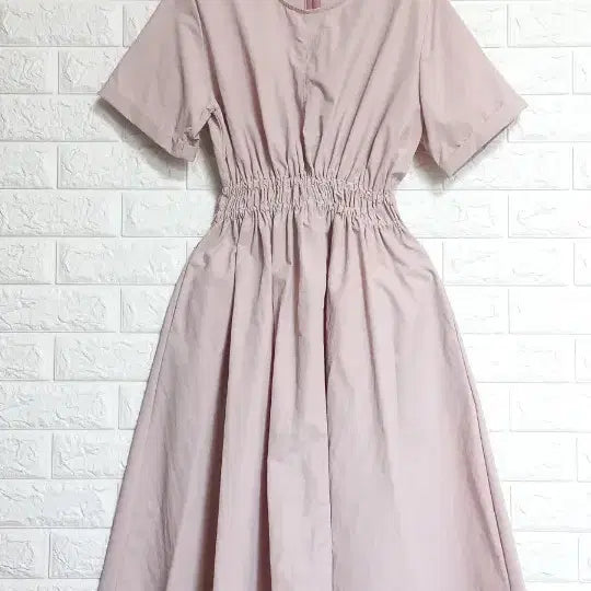 [BUNJANG] Light Pink Linen Blend Button-Front Midi Dress / 바스락 원피스 상태최상