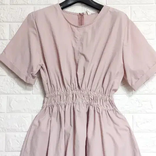 [BUNJANG] Light Pink Linen Blend Button-Front Midi Dress / 바스락 원피스 상태최상