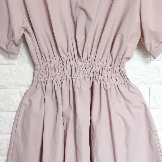 [BUNJANG] Light Pink Linen Blend Button-Front Midi Dress / 바스락 원피스 상태최상