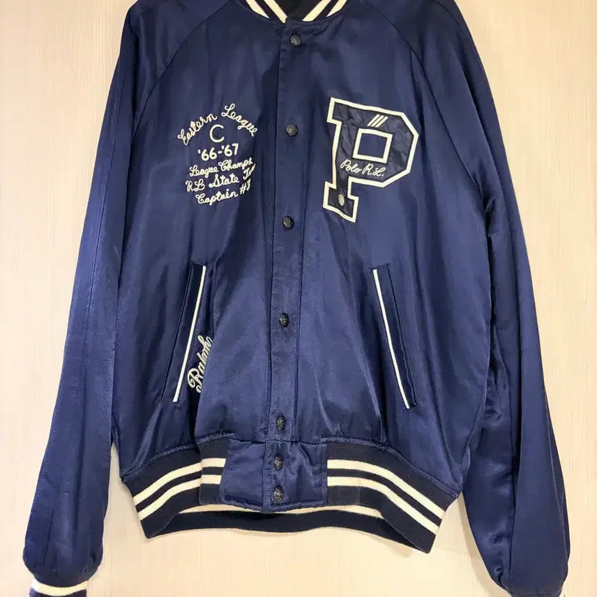 [BUNJANG] Polo Ralph Lauren New York Varsity Satin Jacket L / 폴로 랄프로렌 뉴욕 바시티 새틴 자켓 L