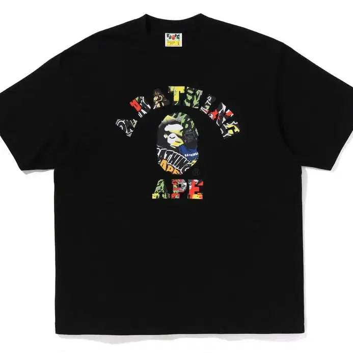 [BUNJANG] BAPE Multi Logo College Relaxed Fit Short Sleeve T-Shirt SS26 / [해외] 베이프 멀티 로고 컬리지 릴렉스드핏 반팔 티셔츠 26SS