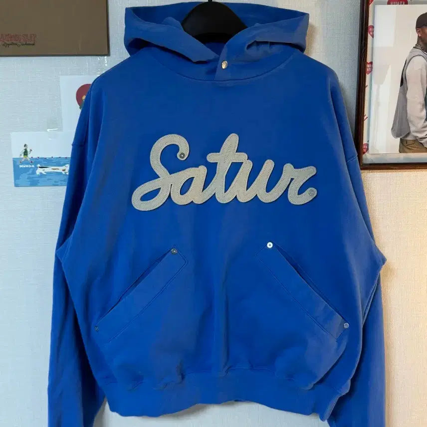 [BUNJANG] Seter Lugo Applique Rivet Hoodie Blue / [L] 세터 루고 아플리케 리벳 후드티 블루