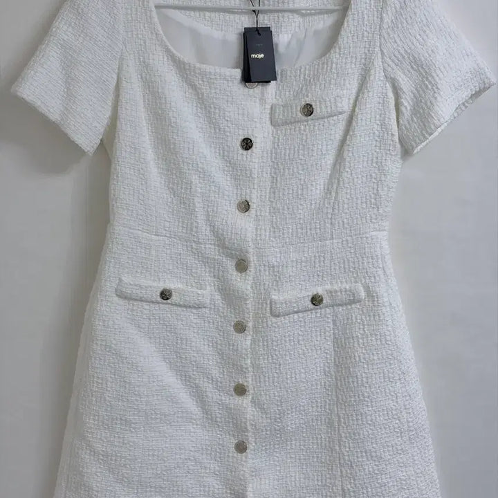 [BUNJANG] Maje Signature Button Tweed Square Neck Dress / 마쥬 스퀘어넥 시그니처 버튼 트위드 원피스