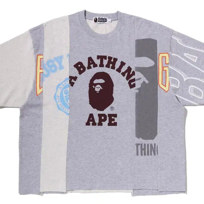 [BUNJANG] A Bathing Ape Upcycled Multi Logo Crop Fit Short Sleeve T-Shirt 26SS / [해외] 베이프 업사이클드 멀티 로고 크롭핏 반팔 티셔츠 26SS