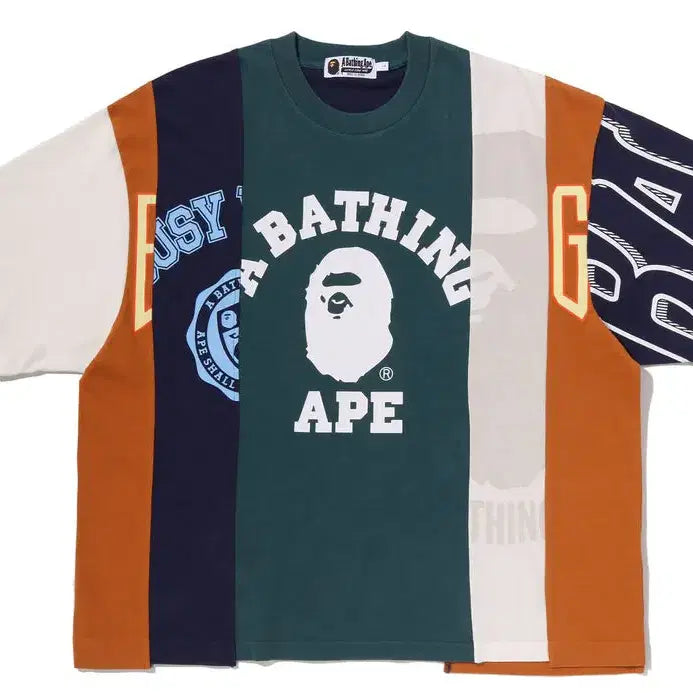 [BUNJANG] A Bathing Ape Upcycled Multi Logo Crop Fit Short Sleeve T-Shirt 26SS / [해외] 베이프 업사이클드 멀티 로고 크롭핏 반팔 티셔츠 26SS