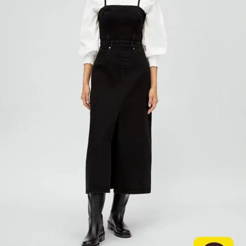 [BUNJANG] ZARA Black Denim Long Overalls Dress / 자라 zara 여성 블랙 데님 롱 오버롤~ 데님 뷔스티에 원피스 S사이즈