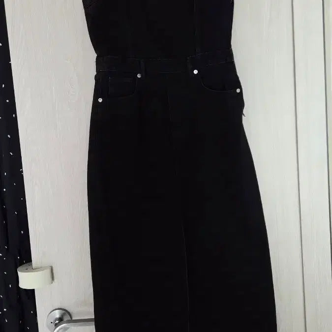 [BUNJANG] ZARA Black Denim Long Overalls Dress / 자라 zara 여성 블랙 데님 롱 오버롤~ 데님 뷔스티에 원피스 S사이즈
