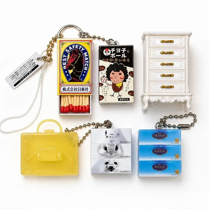 [BUNJANG] Matchbox, Drawer, Toilet Paper Gacha Keychain Bundle Set (6 pcs) / 성냥 가챠  서랍 가챠 휴지 가챠  키링 6개일괄