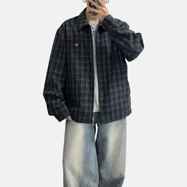 [BUNJANG] Woolrich Summer Wool Check Blouson Jacket / 울시 빈티지 써머 울 체크 블루종 자켓 올드스쿨