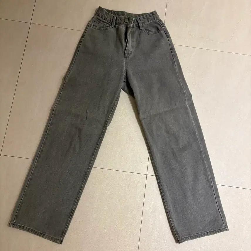 [BUNJANG] Grey Black Indigo Denim Wide Long Pants / 그레이 흑청 데님 와이드 롱 팬츠