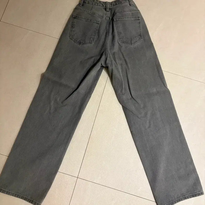 [BUNJANG] Grey Black Indigo Denim Wide Long Pants / 그레이 흑청 데님 와이드 롱 팬츠