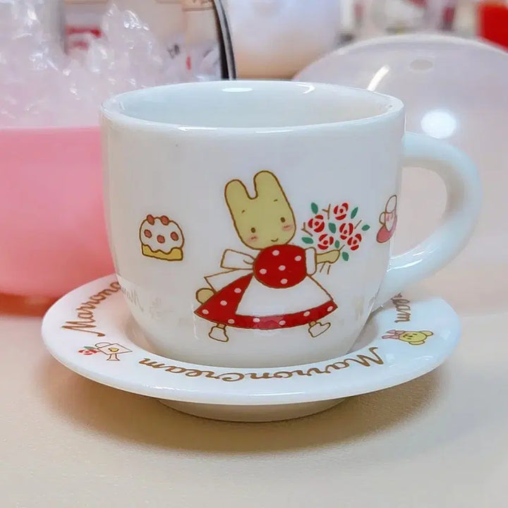 [BUNJANG] Sanrio Porcelain Miniature Cup &amp; Saucer Gacha Set - Marron Cream / 산리오 도자기 미니어쳐 컵 소서 가챠 찻잔 마론크림