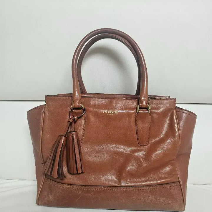 [BUNJANG] Coach Brown Leather Tote Bag with Tassel / 코치 브라운  토트백