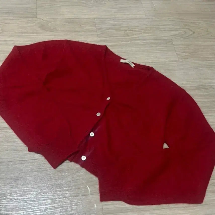 [BUNJANG] Nearwear Red Cropped Cardigan / 니어웨어 레드 크롭 가디건 교신가능