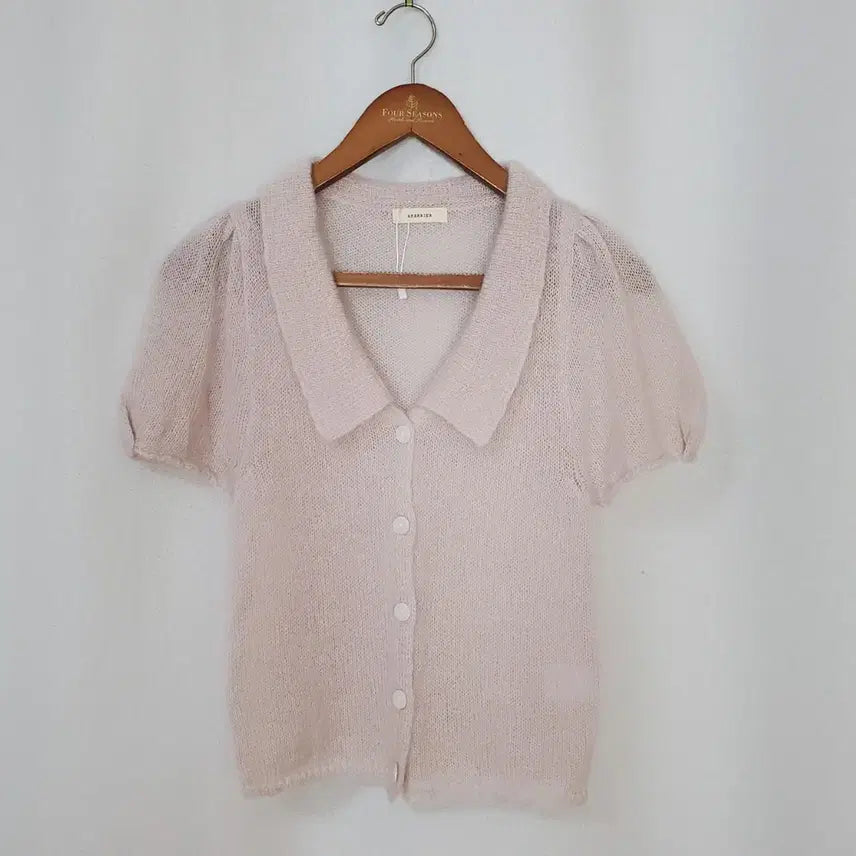 [BUNJANG] Apelial Shirring Puff Sleeve Knit Top (Sand Pink, 55-66) / (새제품)아펠리얼 니트 55-66