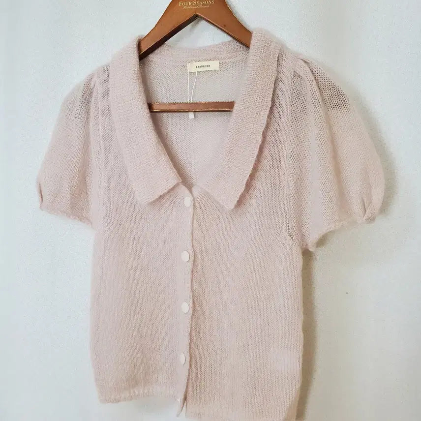 [BUNJANG] Apelial Shirring Puff Sleeve Knit Top (Sand Pink, 55-66) / (새제품)아펠리얼 니트 55-66