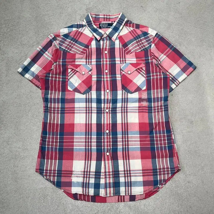 [BUNJANG] Polo by Ralph Lauren Western Check Half Shirt / 폴로 랄프로렌 웨스턴 체크 하프셔츠 s10952