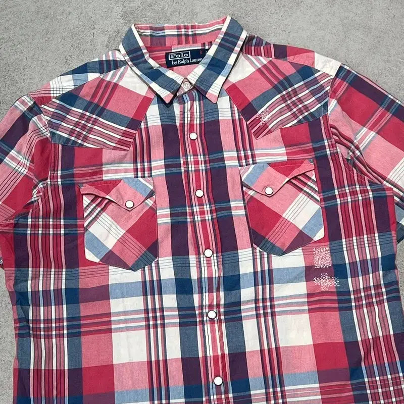 [BUNJANG] Polo by Ralph Lauren Western Check Half Shirt / 폴로 랄프로렌 웨스턴 체크 하프셔츠 s10952