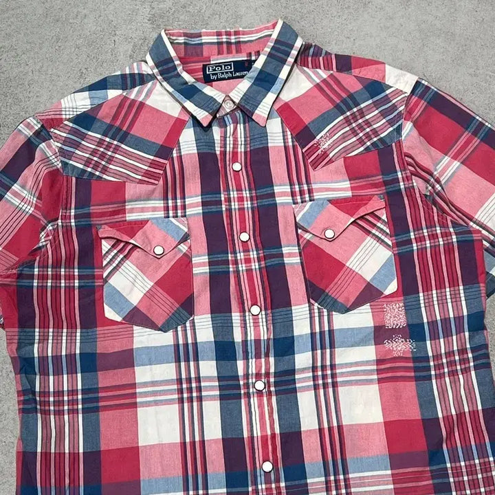 [BUNJANG] Polo by Ralph Lauren Western Check Half Shirt / 폴로 랄프로렌 웨스턴 체크 하프셔츠 s10952
