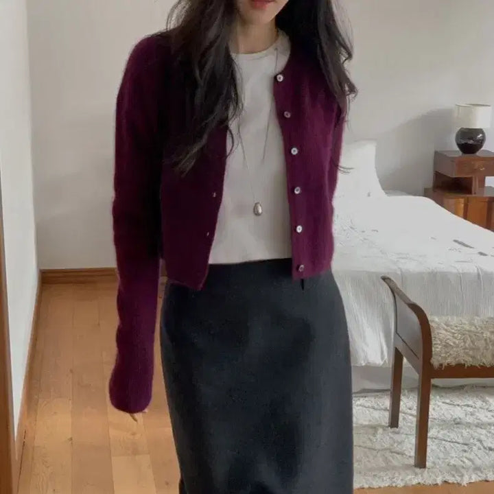 [BUNJANG] Miel Ellin Cropped Cardigan / 미엘 엘린 크롭 가디건