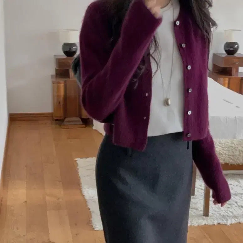 [BUNJANG] Miel Ellin Cropped Cardigan / 미엘 엘린 크롭 가디건