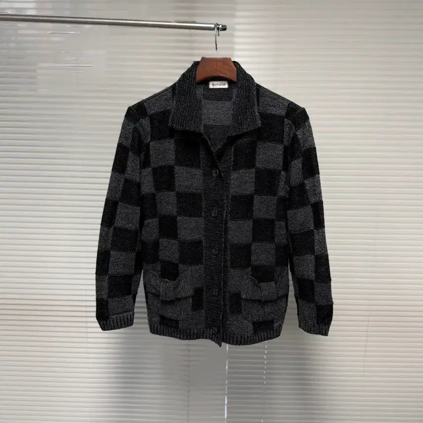 [BUNJANG] Reveillon Checkerboard Knit Jacket / reveillon 체커보드 니트 자켓