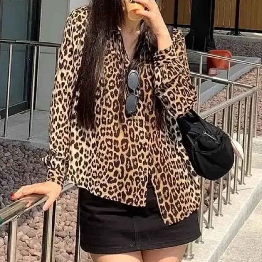 [BUNJANG] H&amp;M Leopard Print Shirt / (반택포) H&amp;M 레오파드 셔츠