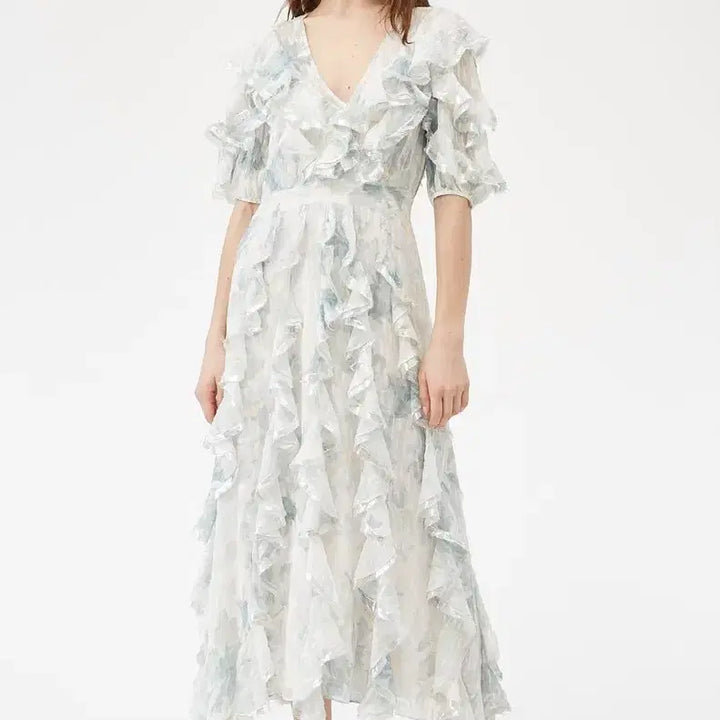 [BUNJANG] Rebecca Taylor Silk Ruffle Long Dress / 레베카테일러 실크 러플 롱원피스(새상품)한섬 이자벨마랑 짐머만 산드로